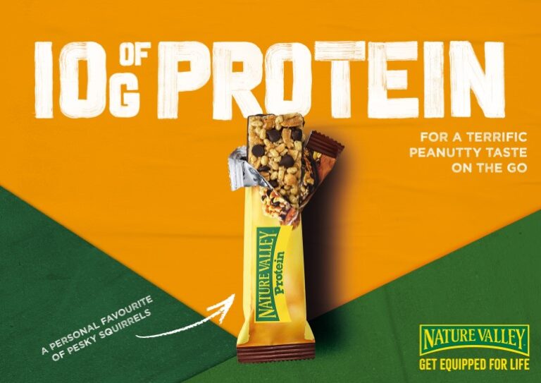 Baneer of 10g of protein with nature valley bar