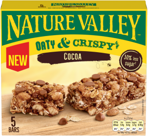 A new box of Nature Valley oats and crispy with cocoa flavour and 30% less sugar