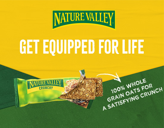Nature Valley Get Equipped For Life banner with nature valley bar